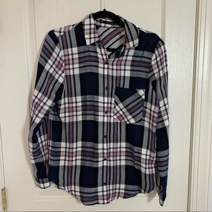 Zara‎ Basic Blouse Top Button Down Plaid Flannel